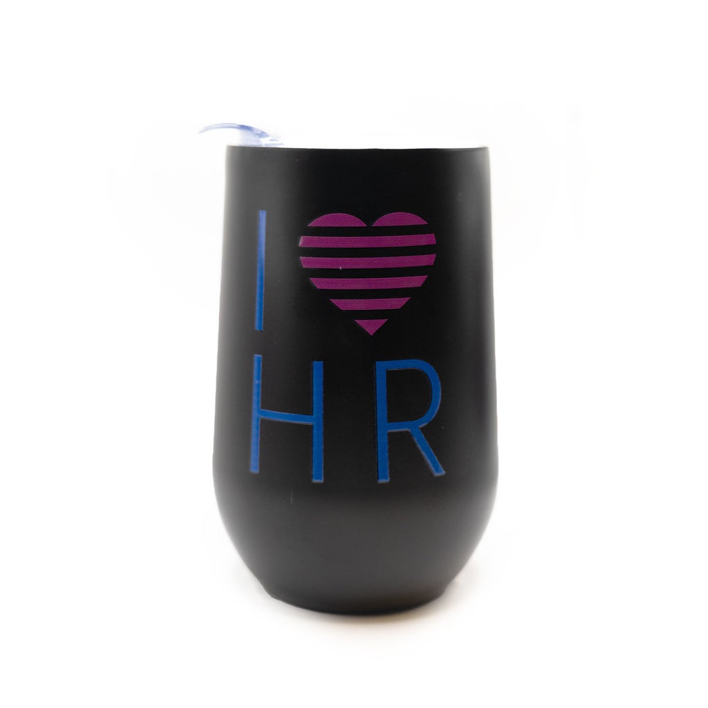 I Love HR  Black Wine Tumbler